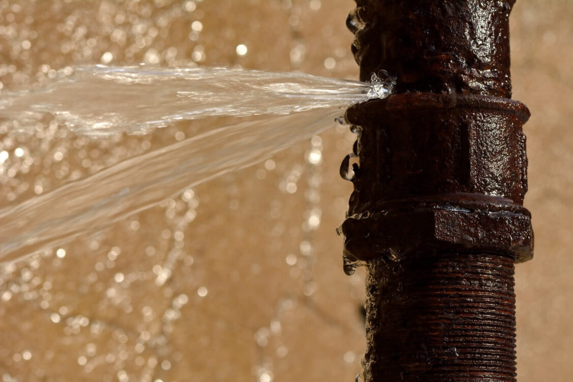 a pipe leaking water